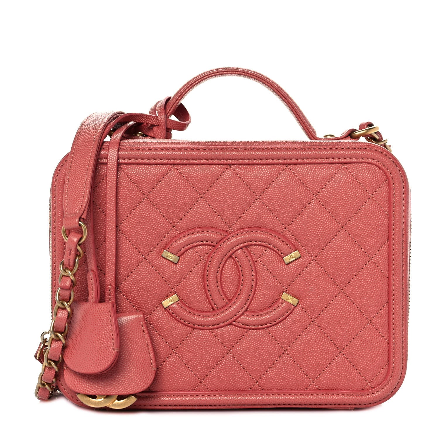 Chanel Caviar Quilted Medium CC Filigree Vanity Case Pink 1 of 9