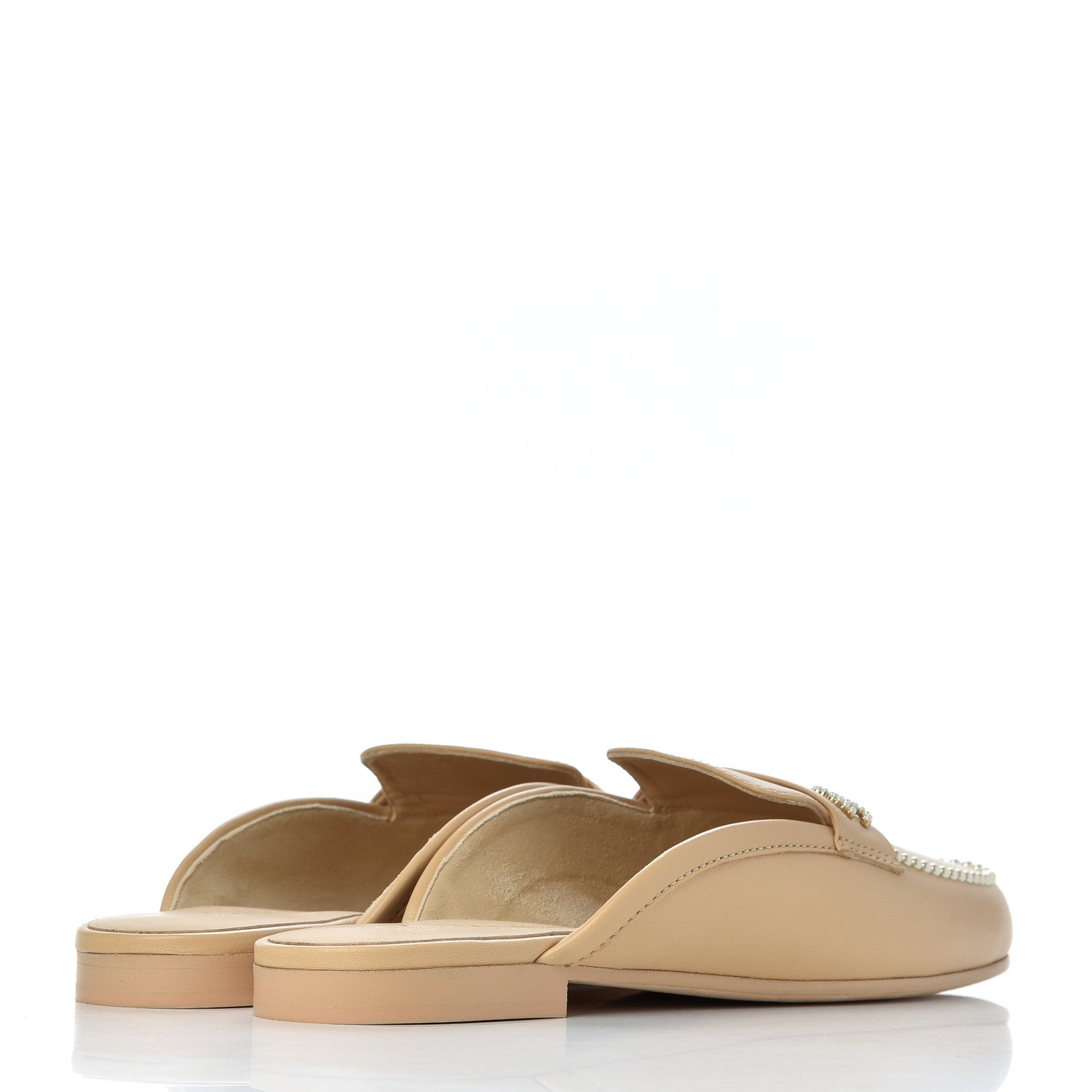 Chanel Lambskin Pearl CC Mules 40.5 Beige 4 of 14