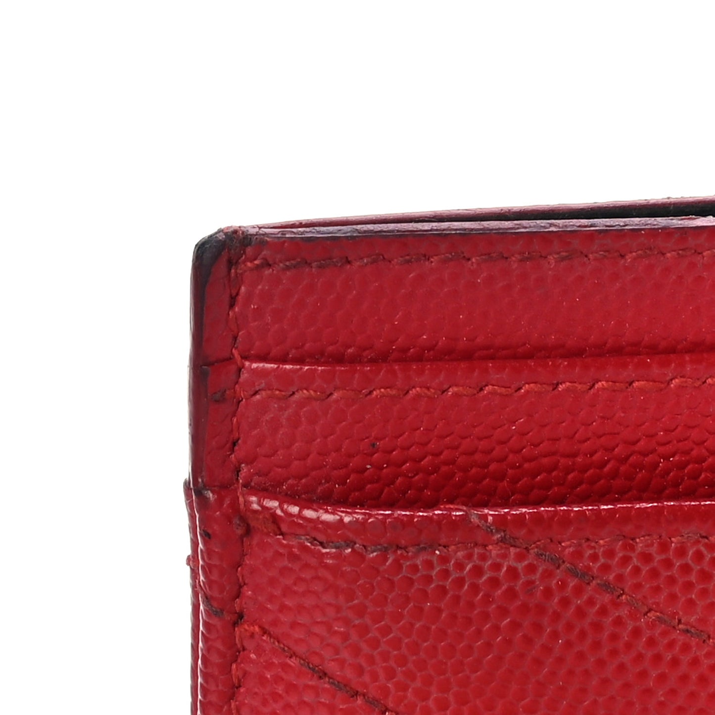 Grain De Poudre Matelasse Chevron Monogram Credit Card Case New Red