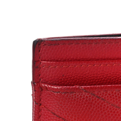 Saint Laurent Grain De Poudre Matelasse Chevron Monogram Credit Card Case New Red 11 of 18