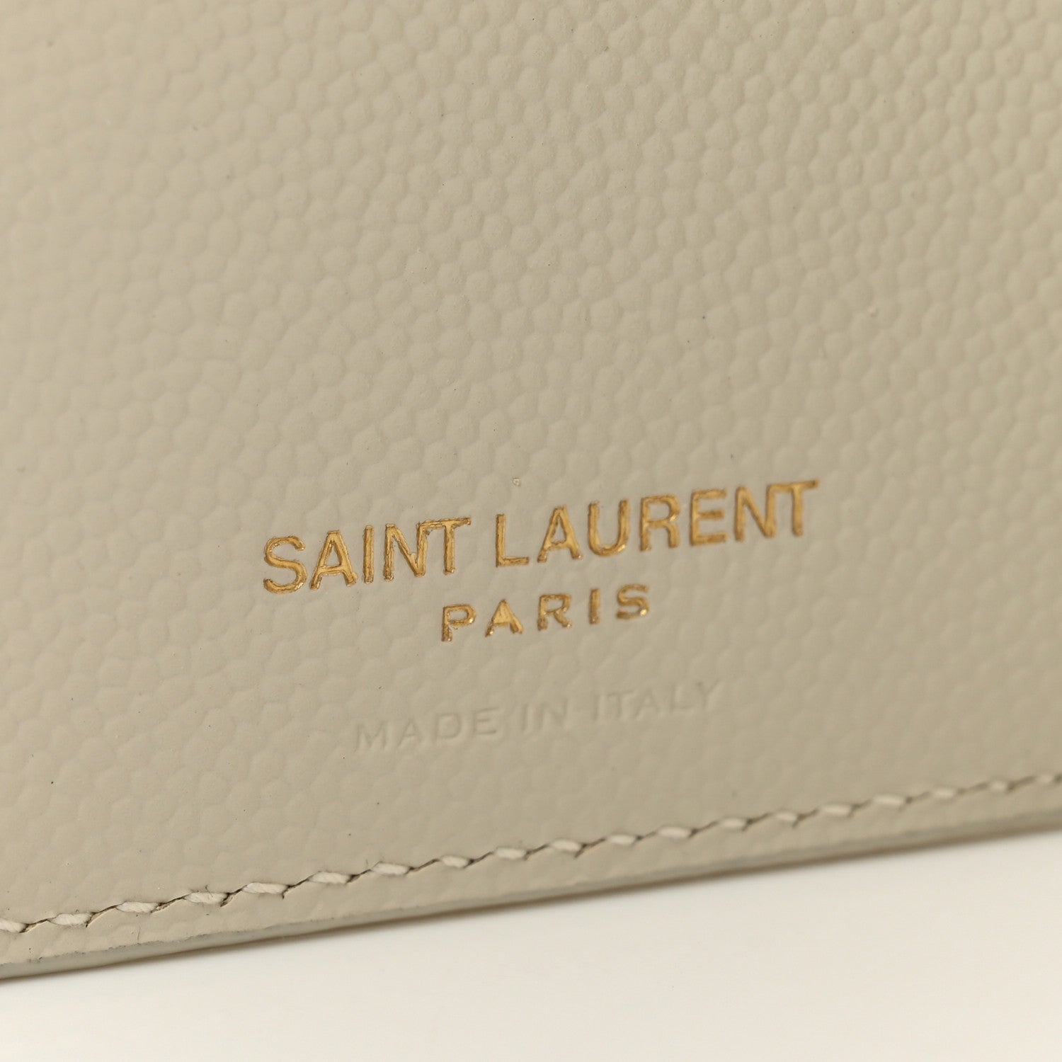 Saint Laurent Grain De Poudre Matelasse Chevron Monogram Zipped Two-Part Wallet Crema Soft 6 of 6