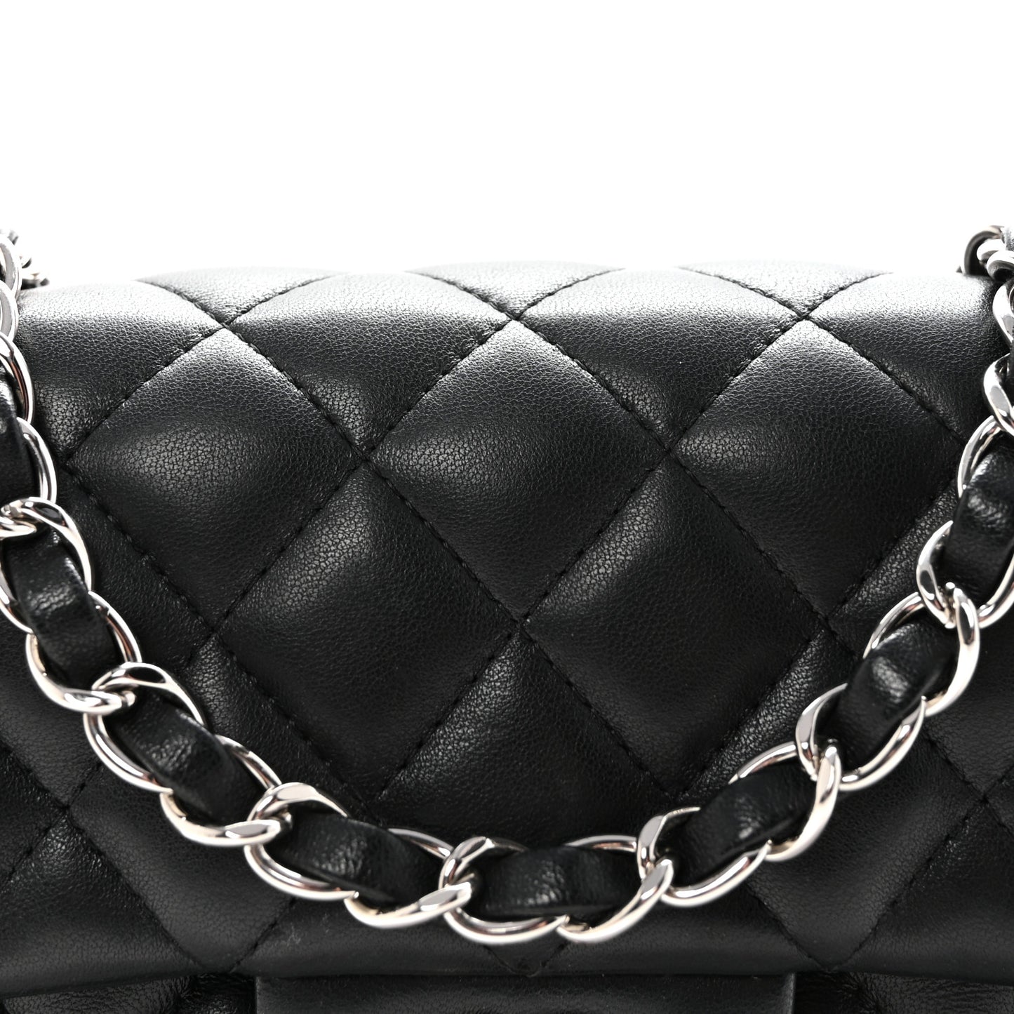 Lambskin Quilted Mini Rectangular Flap Black