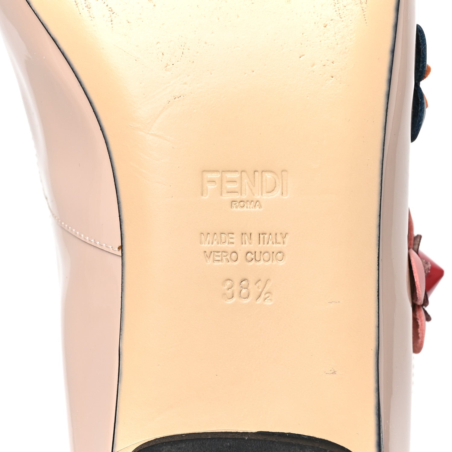 Fendi Patent Flowerland Strappy Flats 38.5 Nude 6 of 8