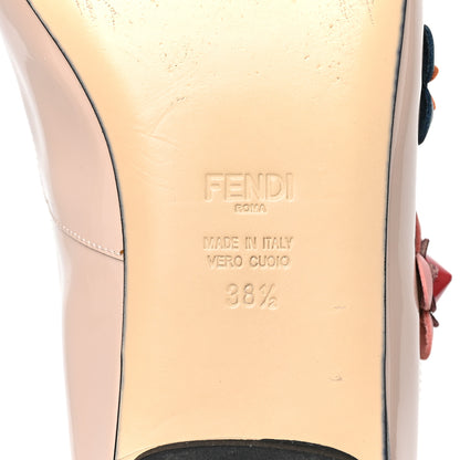 Fendi Patent Flowerland Strappy Flats 38.5 Nude 6 of 8