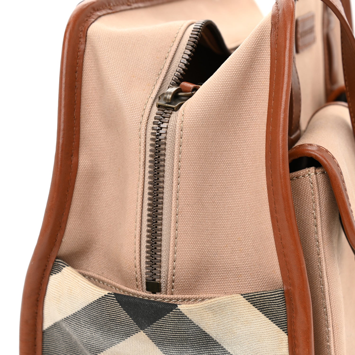 Burberry Canvas Nova Check Buckle Satchel Natural 10 of 14