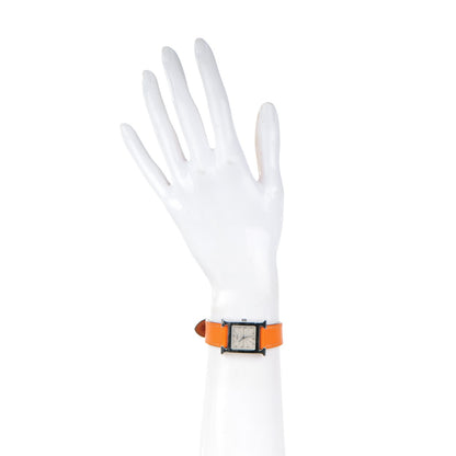 Hermes Stainless Steel Swift 21mm Heure H Hour Quartz Watch Orange 2 of 9