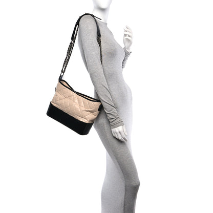 Chanel Aged Calfskin Quilted Medium Gabrielle Hobo Beige Black 2 of 10