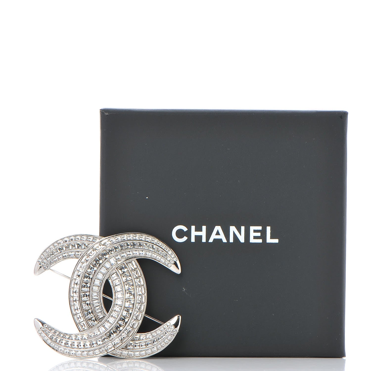 Chanel Baguette Crystal CC Brooch Silver 5 of 5