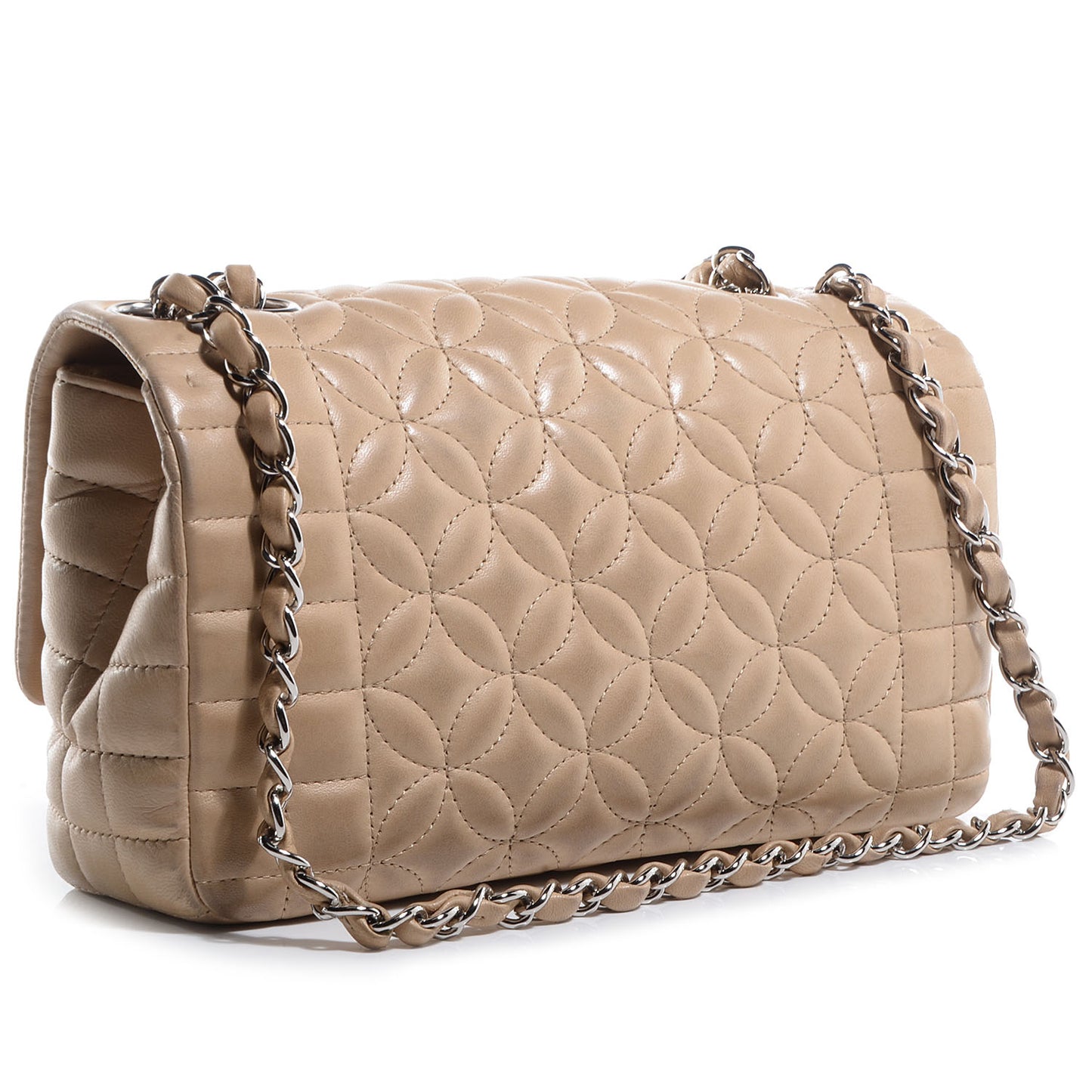 Lambskin Quilted Small Flap Beige