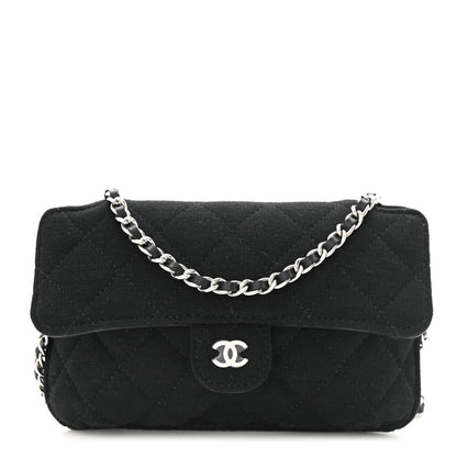 Chanel Jersey Fabric Quilted Foldable Tote With Chain Black Multicolor 3 of 19