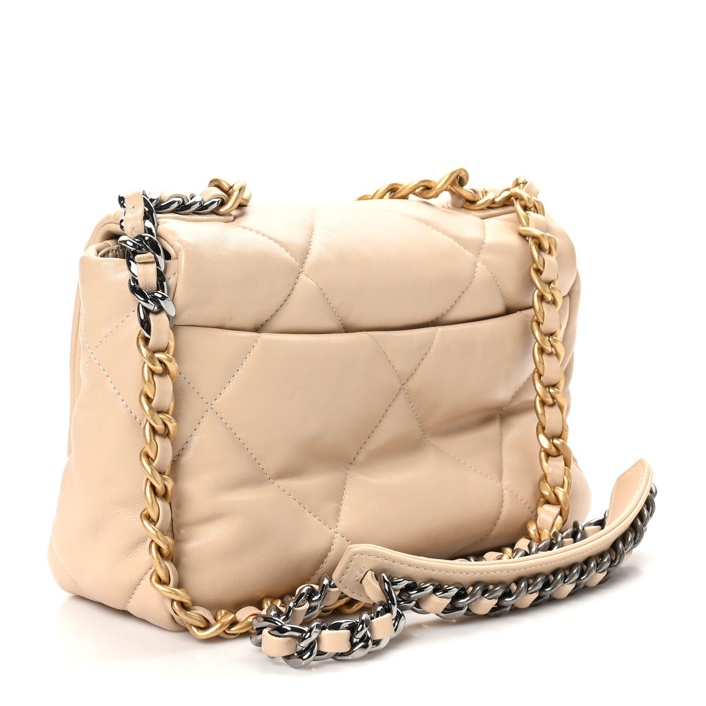 Lambskin Quilted Medium Chanel 19 Flap Beige