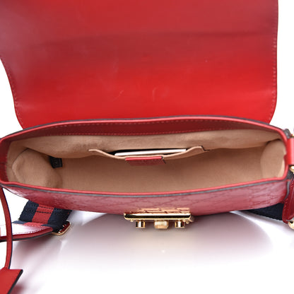 Gucci Guccissima Web Medium Padlock Messenger Shoulder Bag Hibiscus Red 5 of 11
