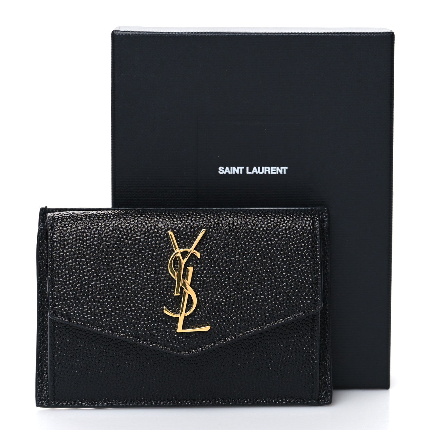 Saint Laurent Grain De Poudre Uptown Monogram Card Case Black 10 of 10
