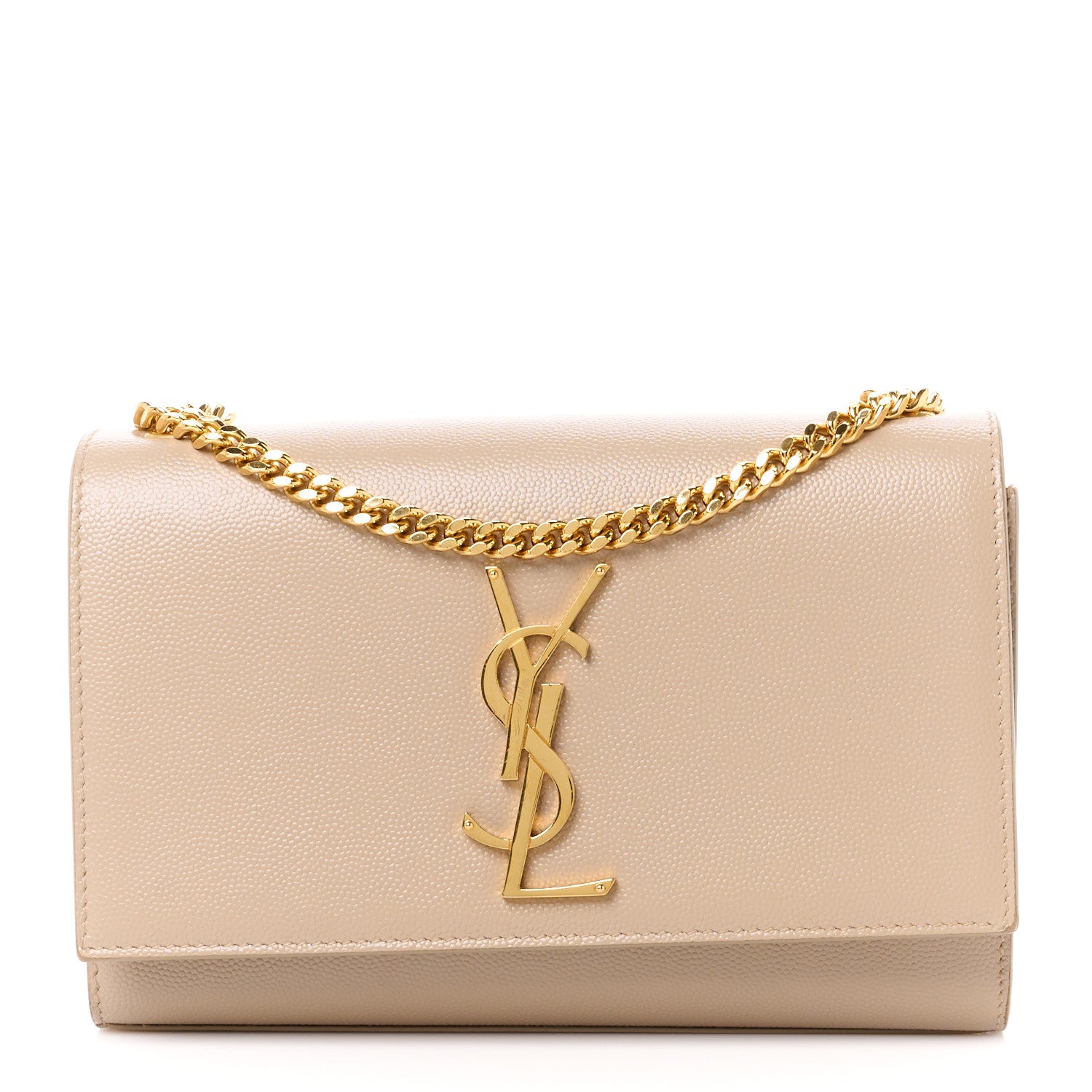 Saint Laurent Grain De Poudre Small Monogram Kate Satchel Dark Beige 1 of 12