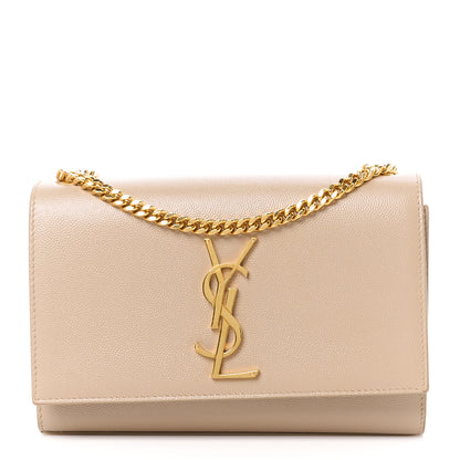 Saint Laurent Grain De Poudre Small Monogram Kate Satchel Dark Beige 1 of 12