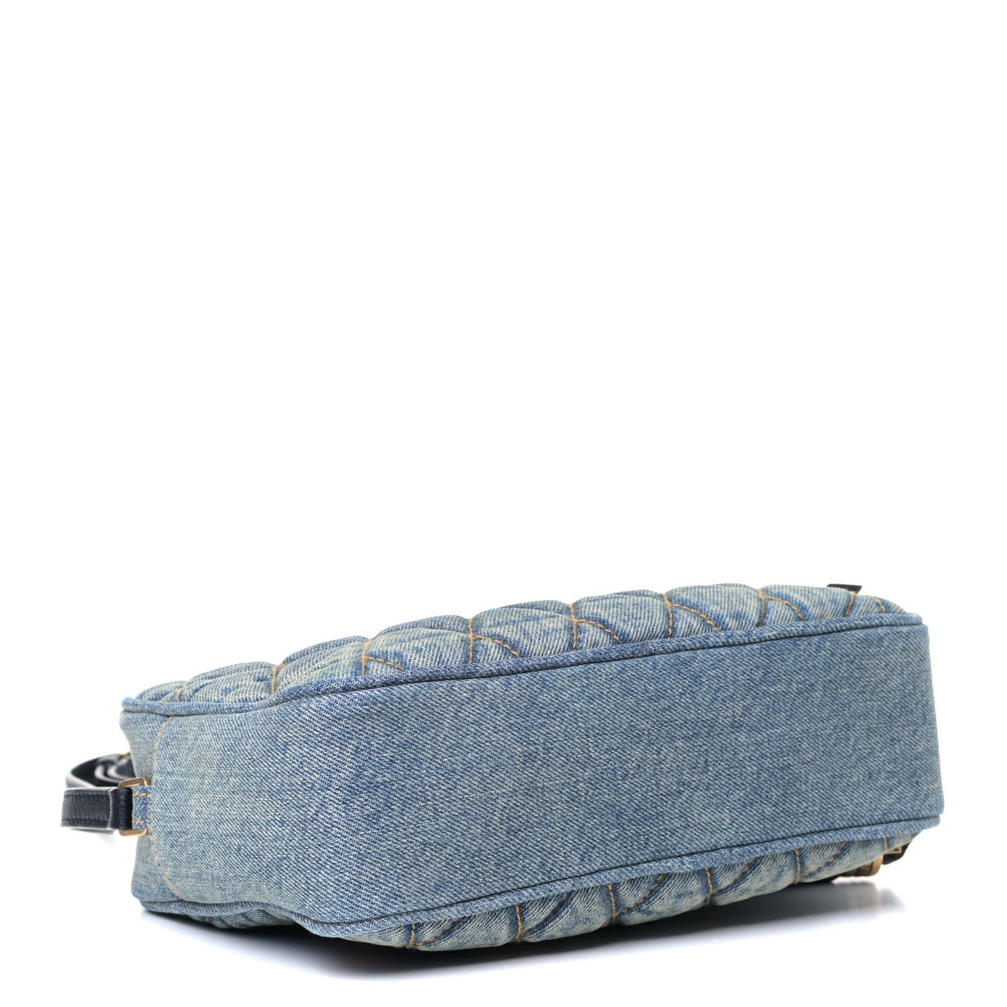 Denim Matelasse Quilted Summer Embroidered Classic Monogram Camera Bag Blue