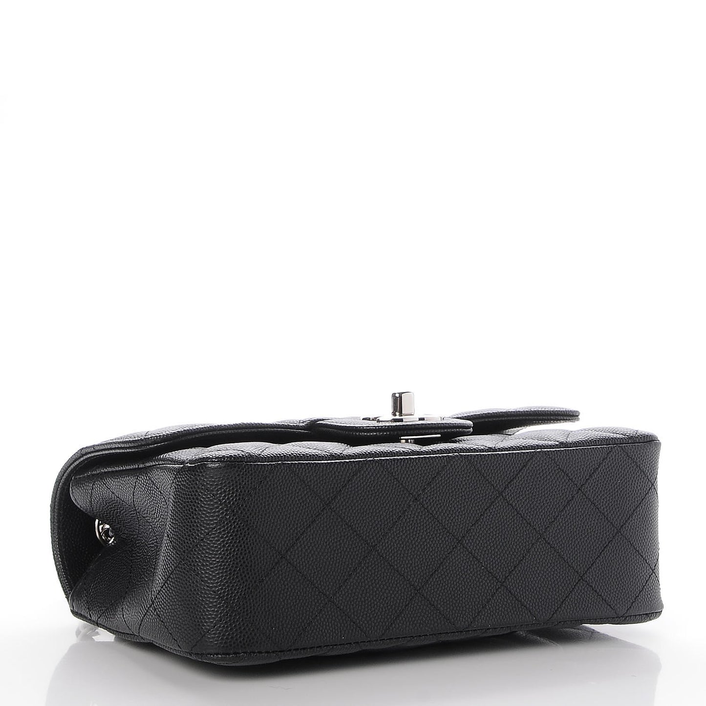 Iridescent Caviar Quilted Mini Rectangular Flap Black