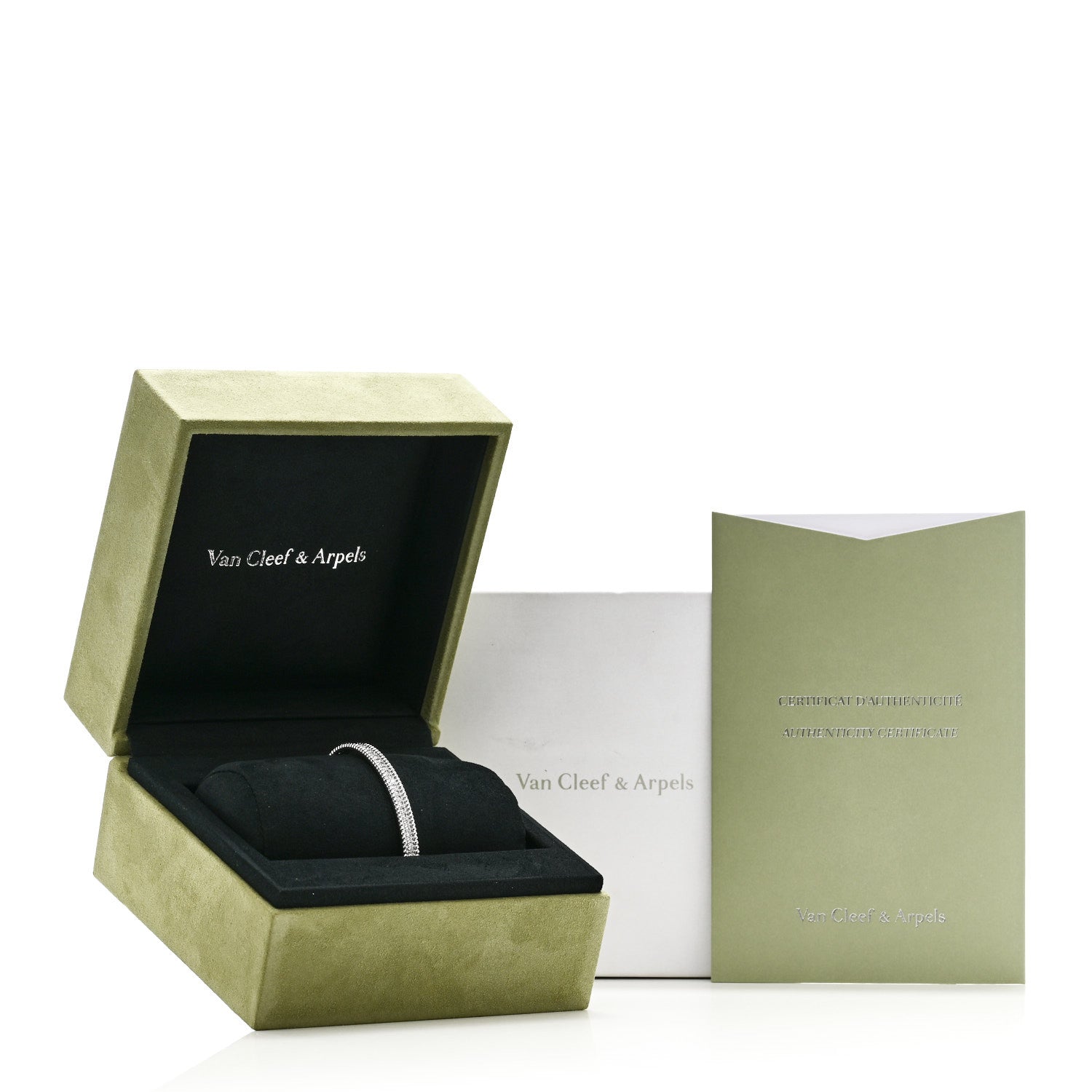 Van Cleef & Arpels 18K White Gold Diamond Perlee 1-Row Bangle Bracelet L 4 of 4