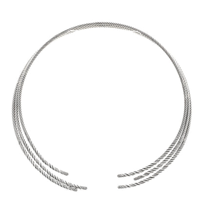David Yurman Sterling Silver Diamond 3-Row Open Willow Collar Necklace 1 of 4