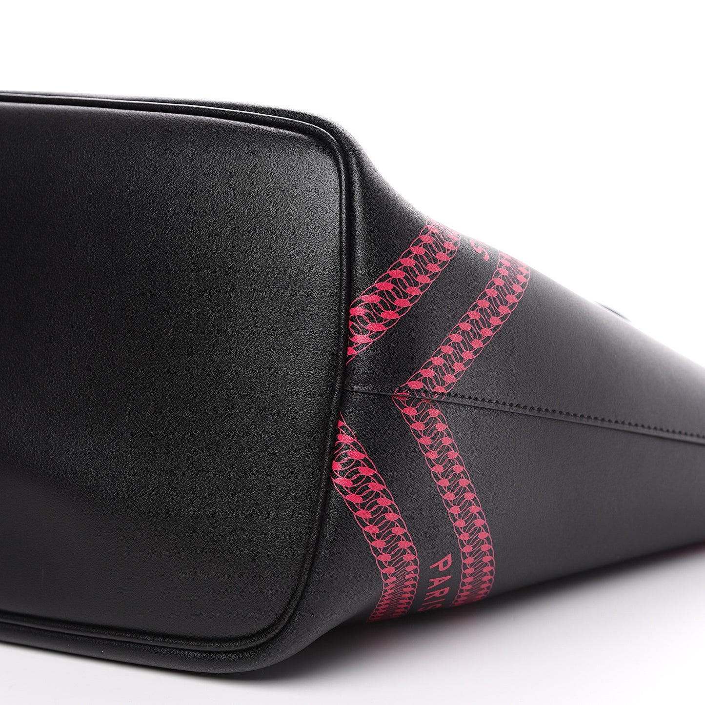 Smooth Calfskin Logo Chain Wing Shopper Tote Black Pink