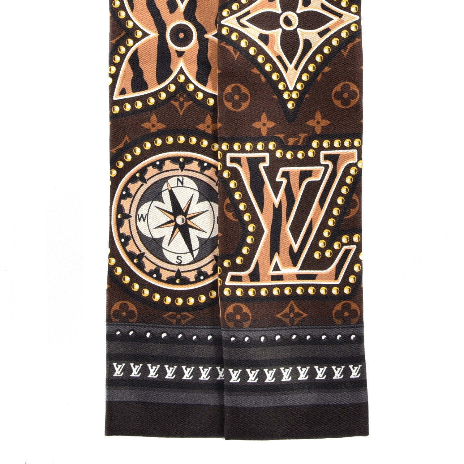 Louis Vuitton Silk Monogram LV World Bandeau Brown 2 of 3