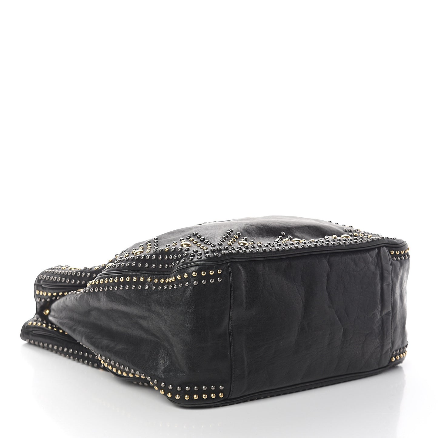 Calfskin Studded Roady Hobo Black