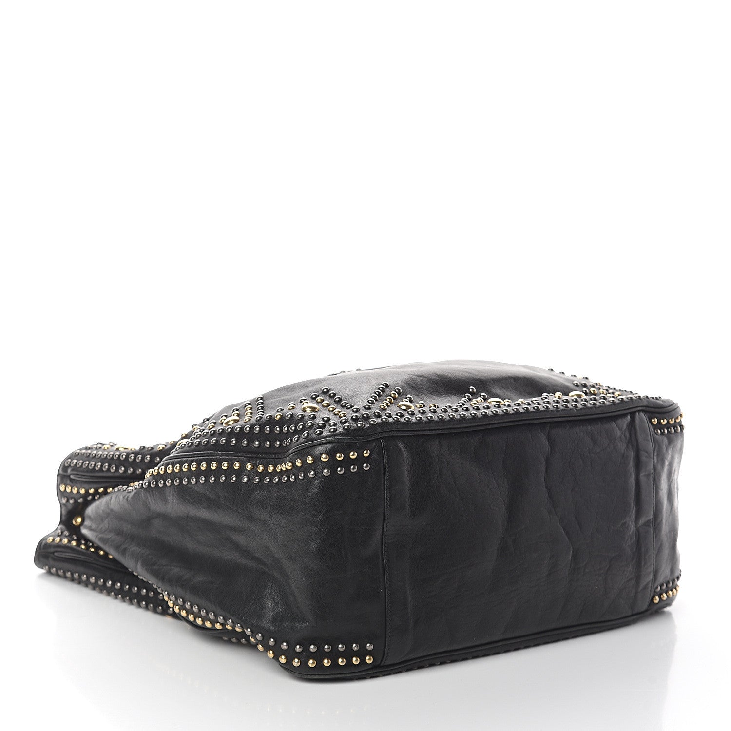 Saint Laurent Calfskin Studded Roady Hobo Black 3 of 8