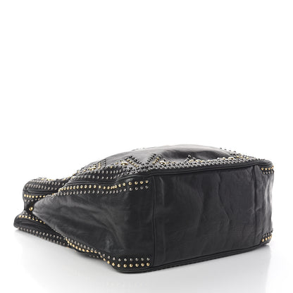 Saint Laurent Calfskin Studded Roady Hobo Black 3 of 8