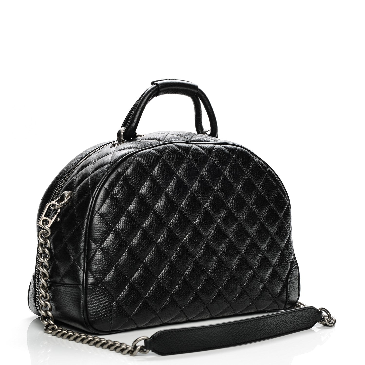 Chanel Calfskin Quilted Medium Airlines Round Trip Bowling Bag Black 3 of 5