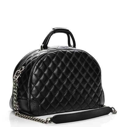 Chanel Calfskin Quilted Medium Airlines Round Trip Bowling Bag Black 3 of 5