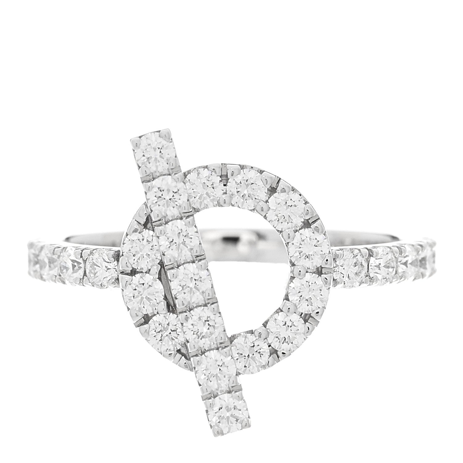 Hermes 18K White Gold Diamond Finesse Ring 51 5.75 1 of 7