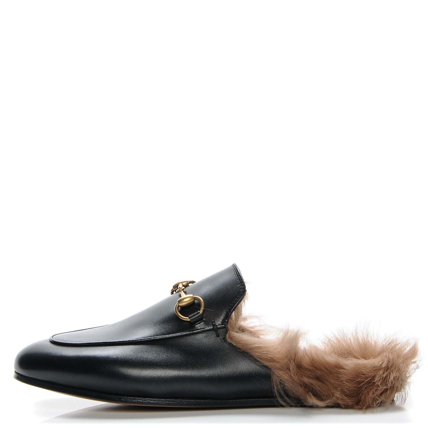 Gucci Calfskin Fur Womens Princetown Slippers 36 Black 1 of 7
