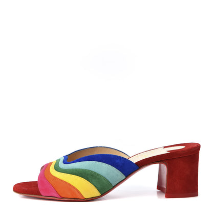Christian Louboutin Veau Velours Rainbow Degradouce 55 Slide Sandals 36.5 Multicolor 1 of 8