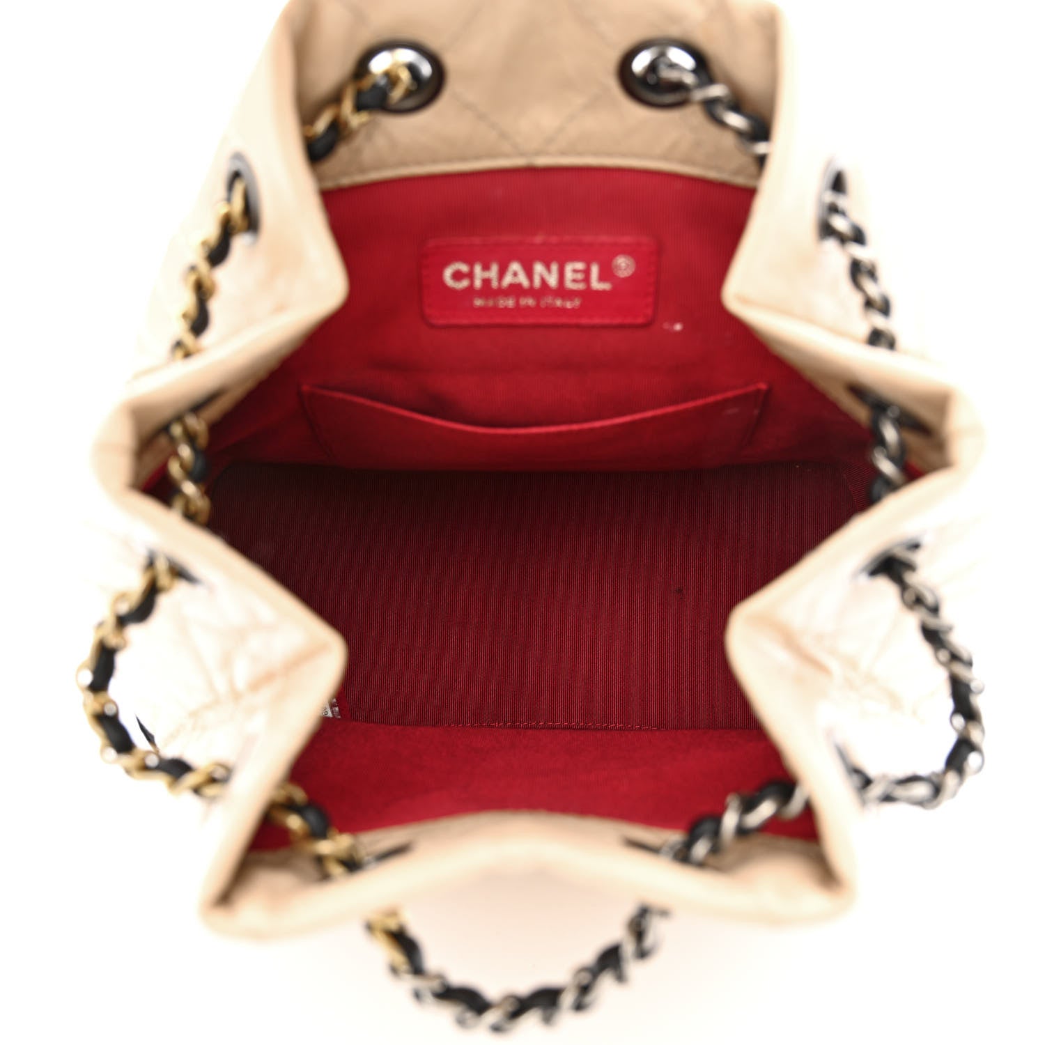Chanel Aged Calfskin Quilted Small Gabrielle Backpack Beige Black 5 of 10