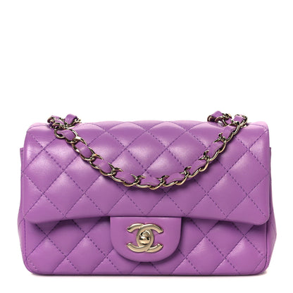 Chanel Lambskin Quilted Mini Rectangular Flap Purple 1 of 12