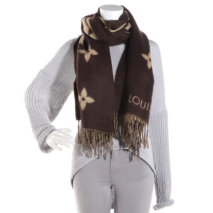Louis Vuitton Cashmere Monogram Reykjavik Scarf Brown 2 of 5