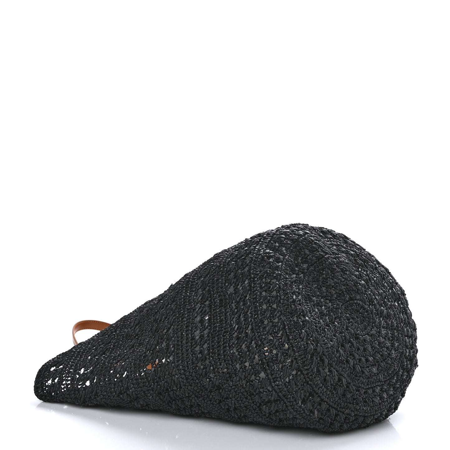 Raffia Calfskin Medium Panier Tote Black
