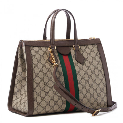Gucci GG Supreme Monogram Web Medium Ophidia Tote Bag Brown 3 of 10