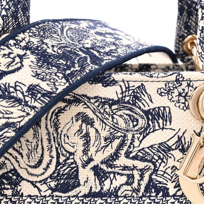 Christian Dior Toile de Jouy Embroidered Medium Lady D-Lite Blue 8 of 11