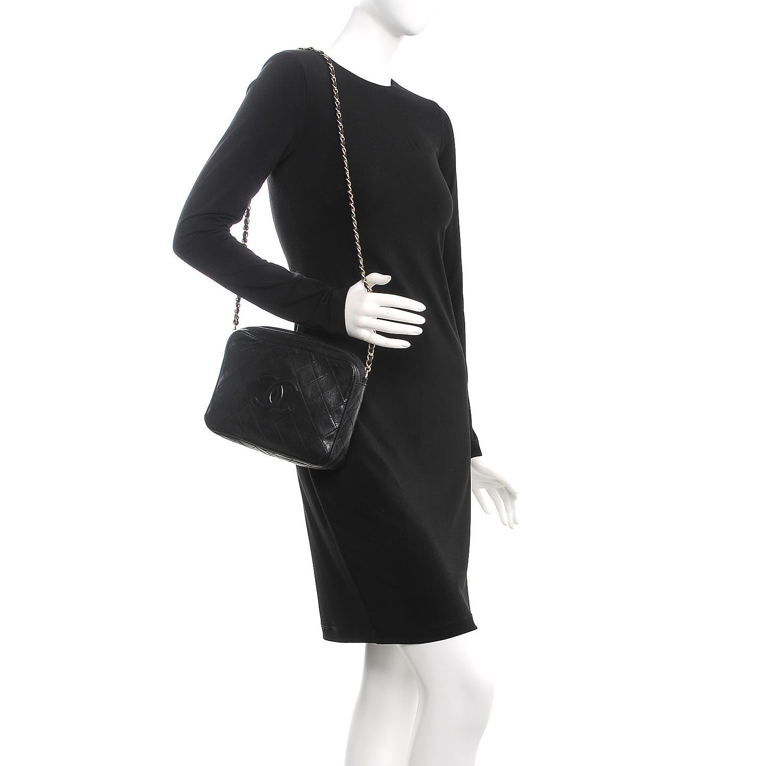 Chanel Lambskin Quilted Tassel Camera Case Black 2 of 8