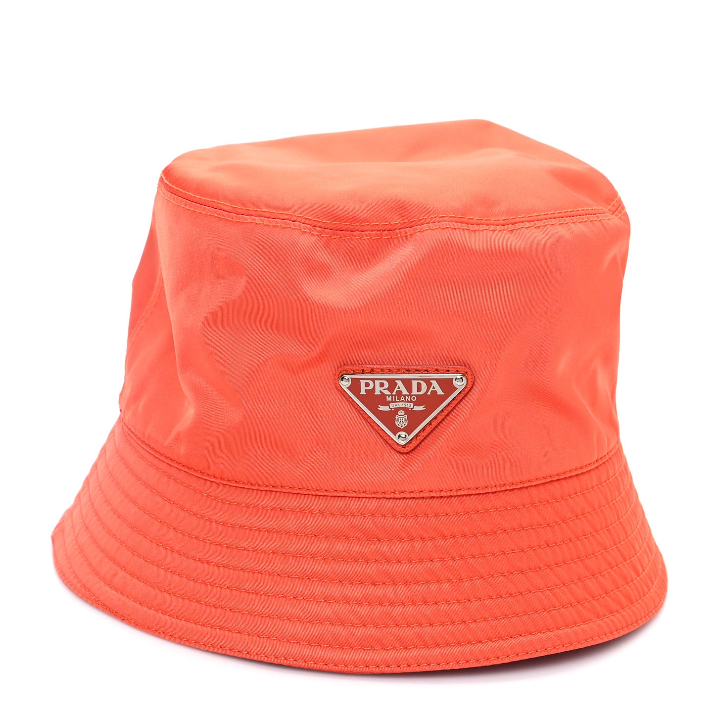 Re-Nylon Metal Triangle Logo Womens Bucket Hat M Arancio