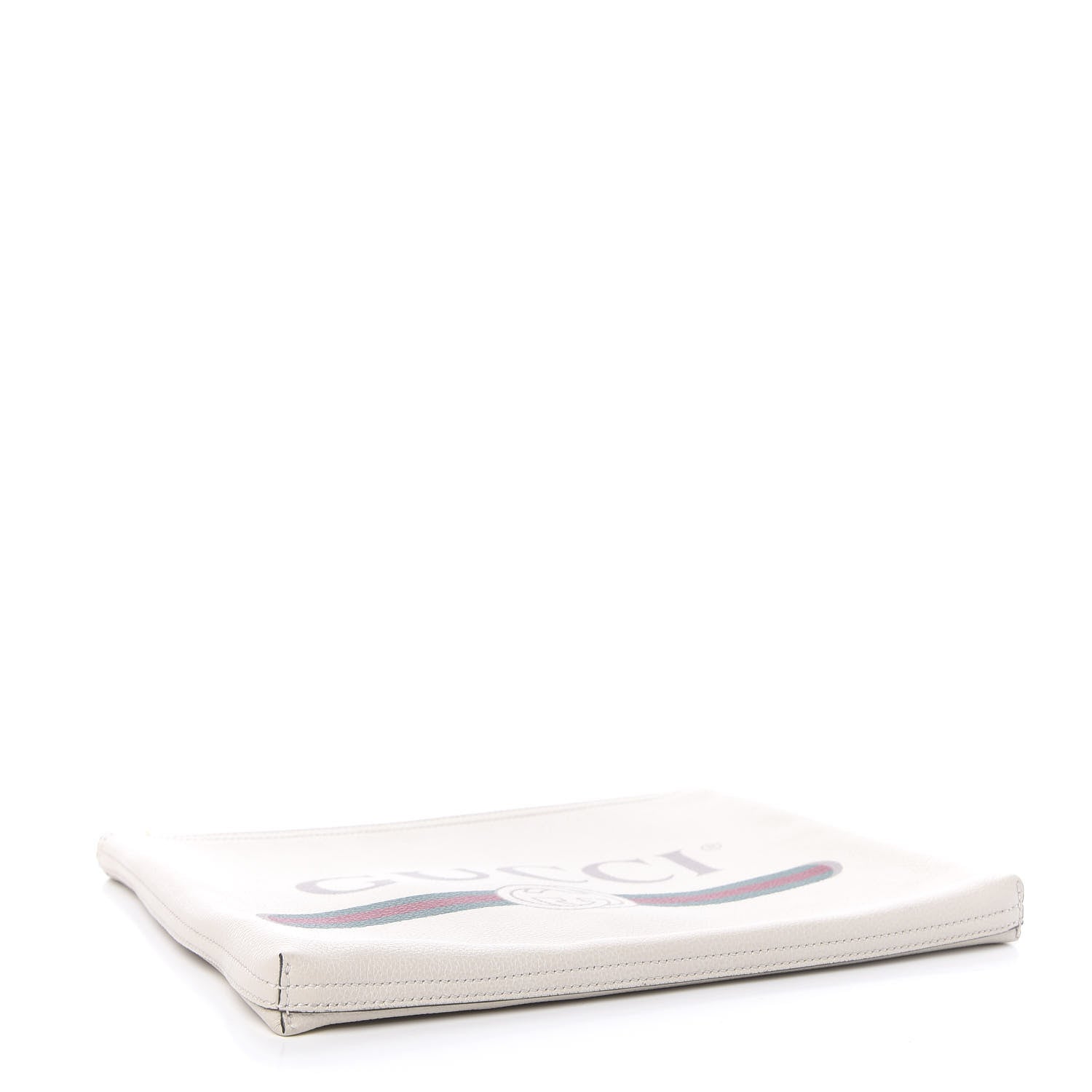 Gucci Pebbled Calfskin Medium Logo Portfolio Clutch White 4 of 8