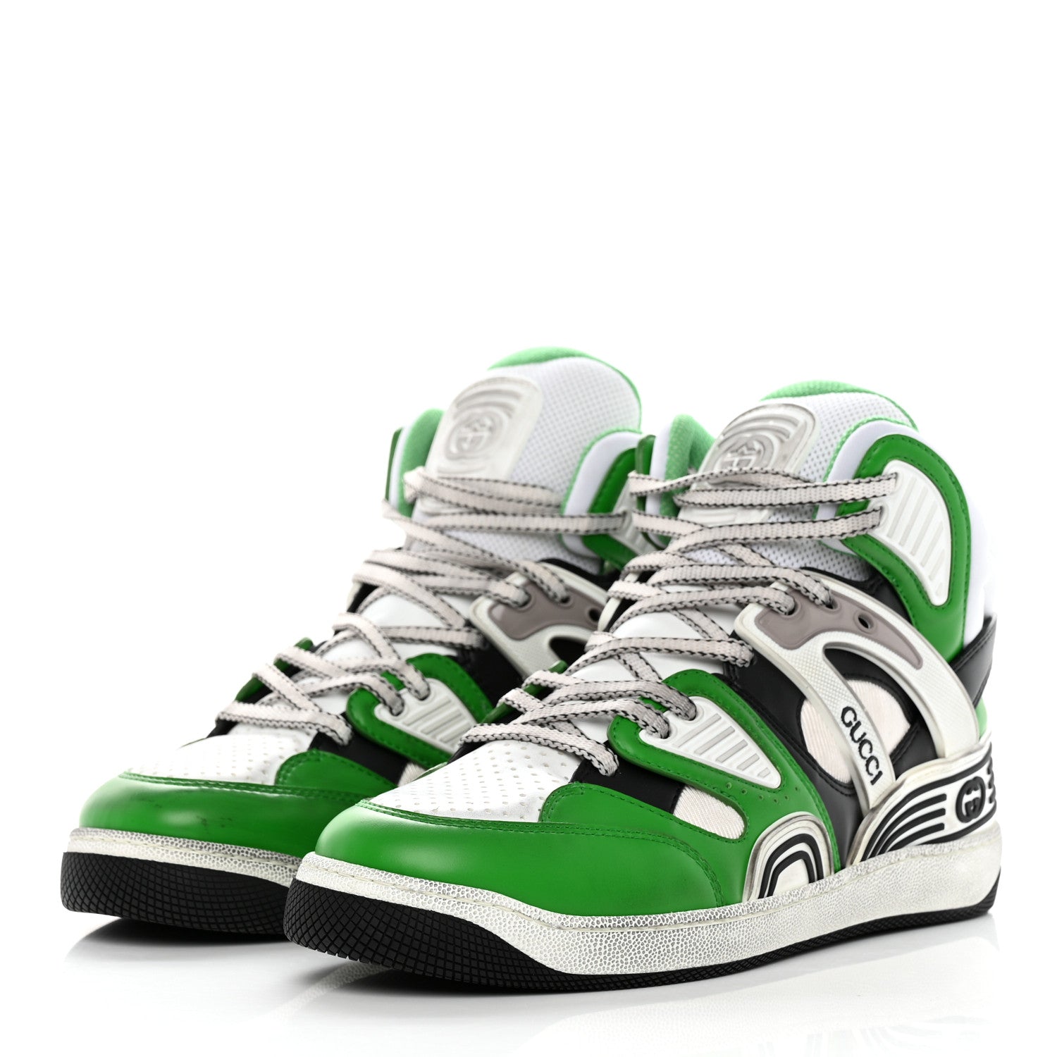 Gucci Demetra Mens Basket High Top Sneakers 8 Holly Green Great White Black 3 of 28