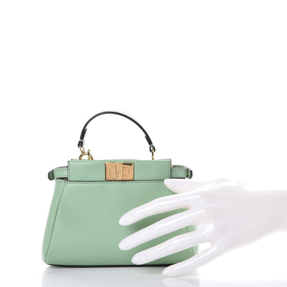 Fendi Shiny Nappa Micro Peekaboo Iconic Satchel Verde Acqua 3 of 9