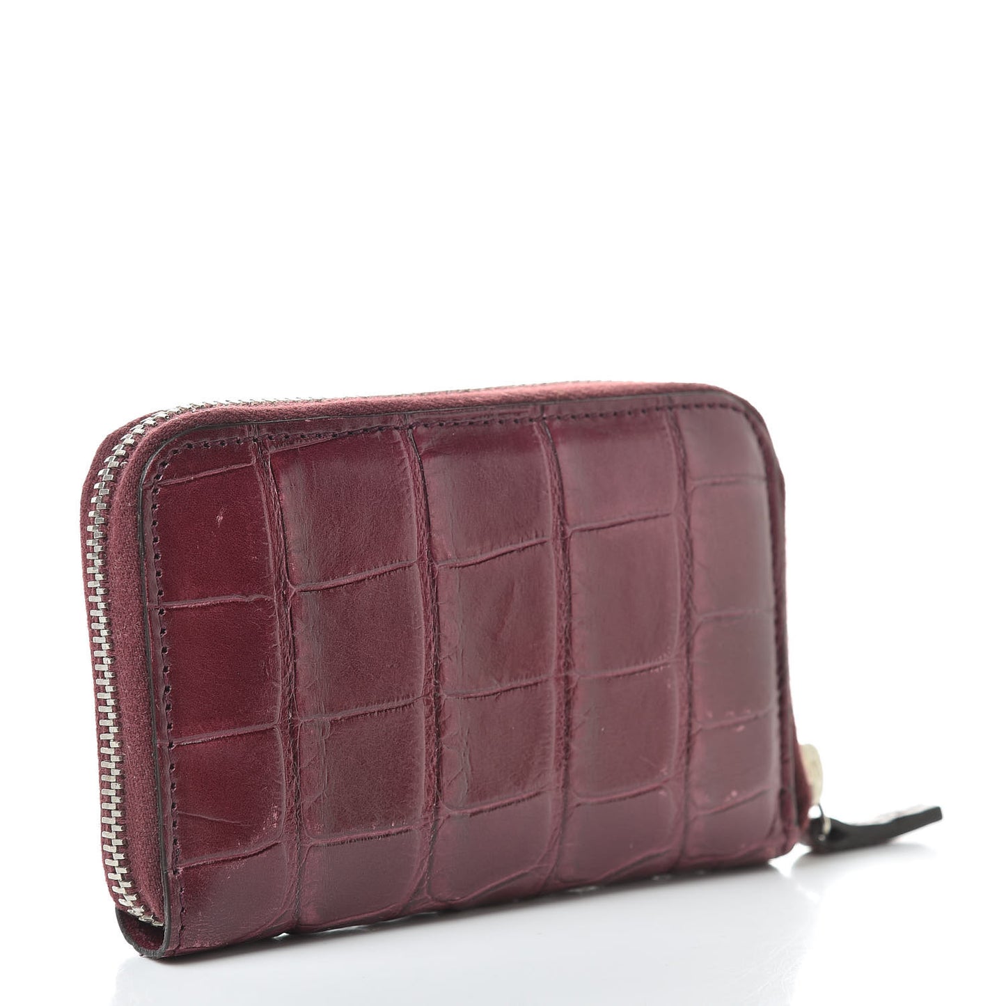 Crocodile Zip Around Card Case Cherry Gloss