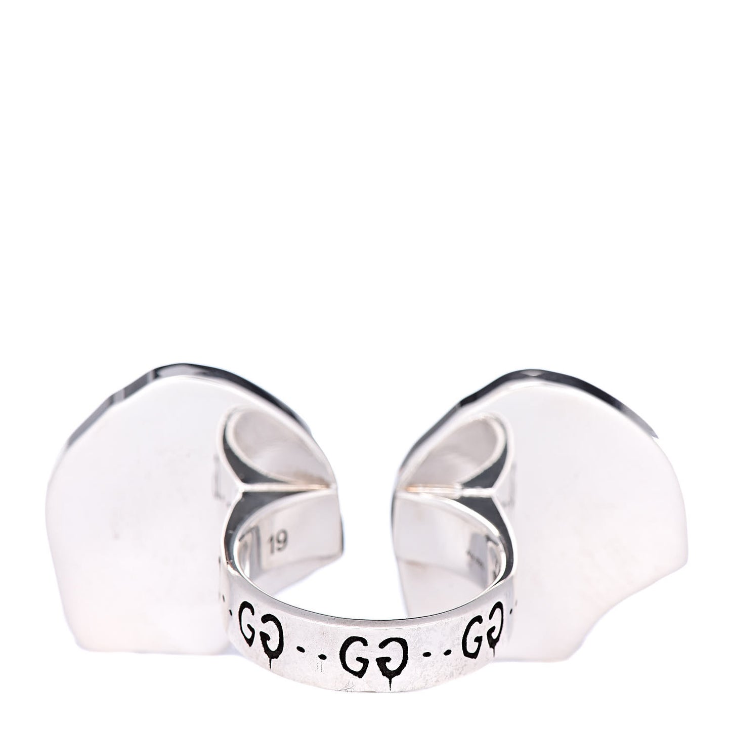 Sterling Silver Enamel GucciGhost Hamlet Skull Double Ring 61 9.5 Black Red