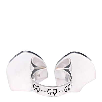 Gucci Sterling Silver Enamel GucciGhost Hamlet Skull Double Ring 61 9.5 Black Red 4 of 8