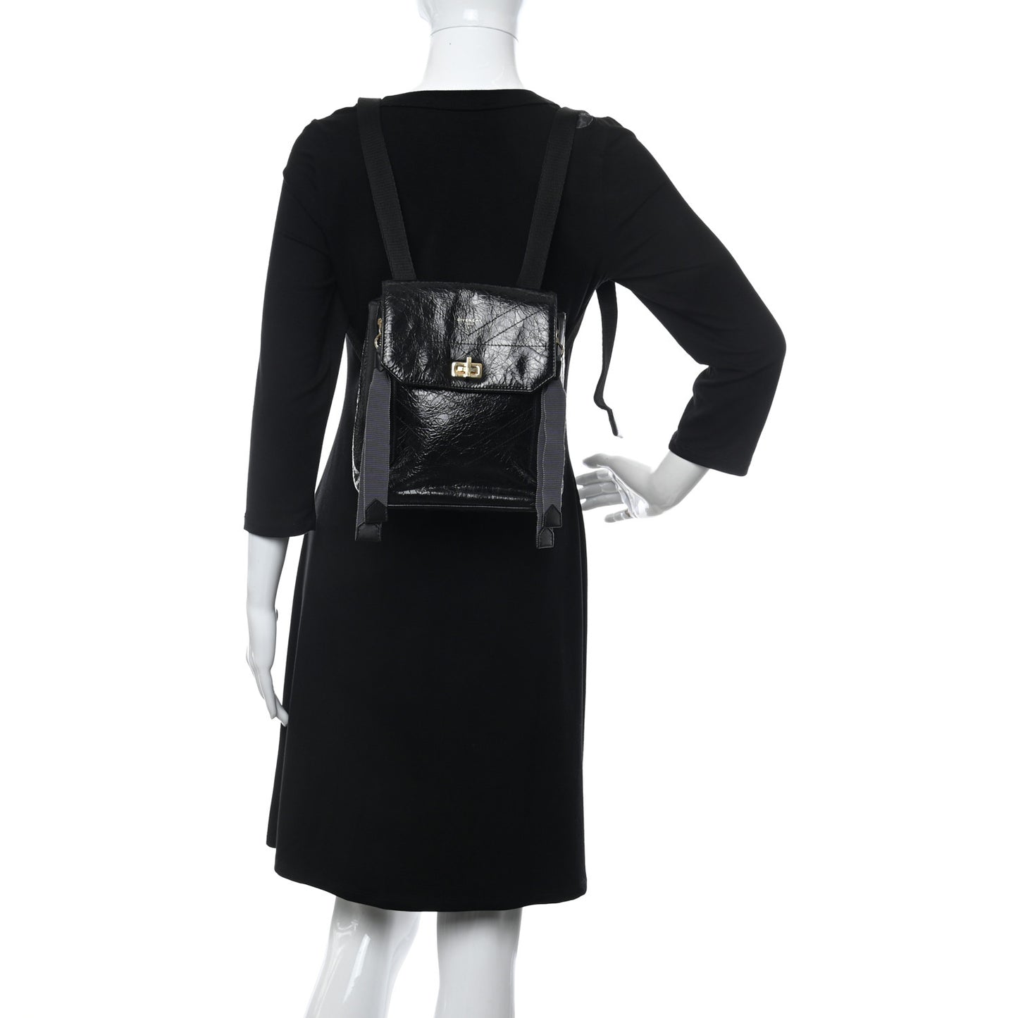 Creased Patent Calfskin ID Backpack Black