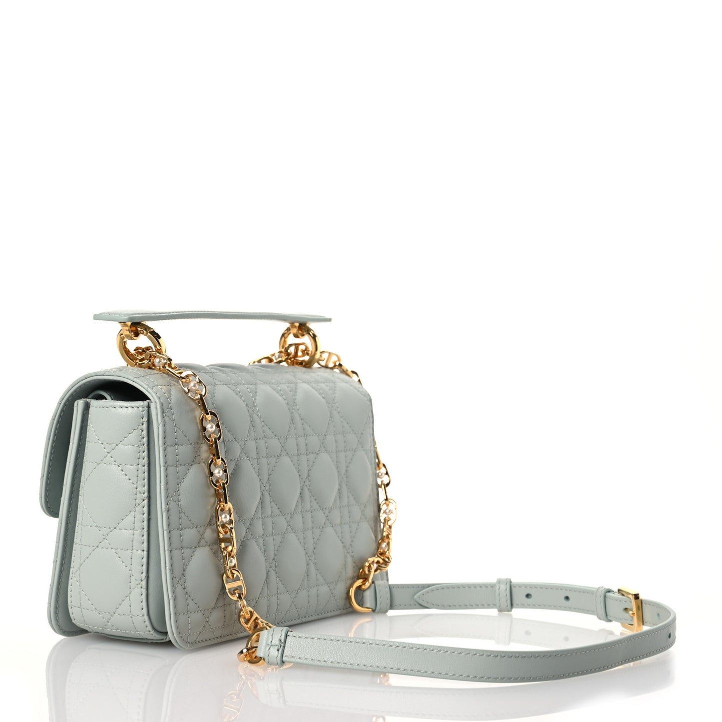 Lambskin Cannage Small Jolie Top Handle Bag Pistachio