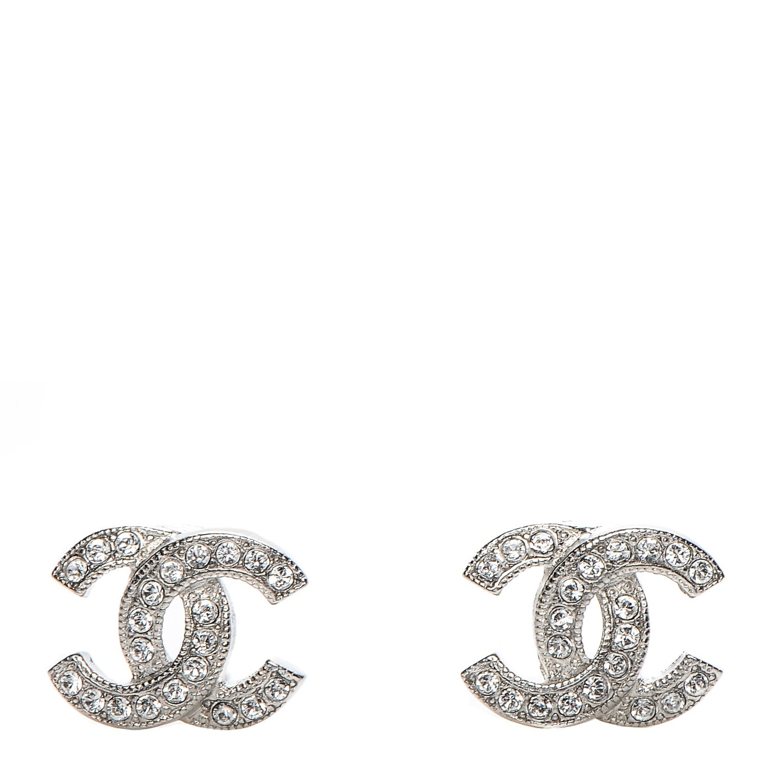 Chanel Crystal CC Earrings Silver 1 of 4